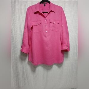 Lauren Ralph Lauren 100 % Linen Pull Over Top. Size L